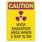 Signmission OSHA CAUTION RADIATION, High Radiation Area W/ Symbol, 10in X 7in Rigid Plastic, OS-CR-P-710-V-10229 OS-CR-P-710-V-10229 - alternate 1